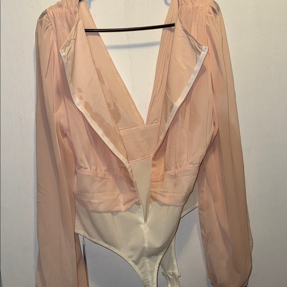 Cupshe Long Sleeve Bodysuit XL Light Peachy Pink NWT - Picture 8 of 14